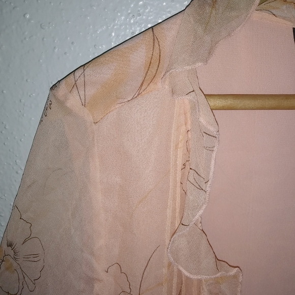 Separates NYC Design L Silk Peach Tie Front Ruffle Floral - Picture 4 of 7